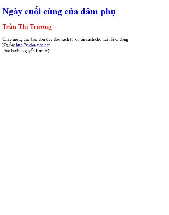 Bìa truyện Ngày cuối cùng của dâm phụ