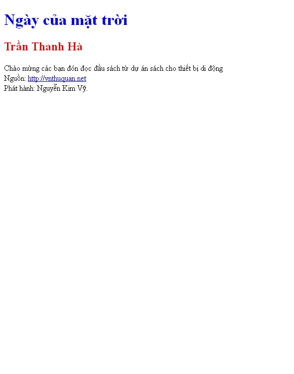 Bìa truyện Ngày của mặt trời