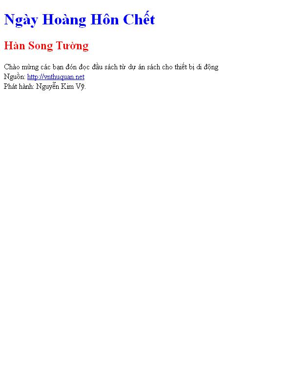 Bìa truyện Ngày Hoàng Hôn Chết