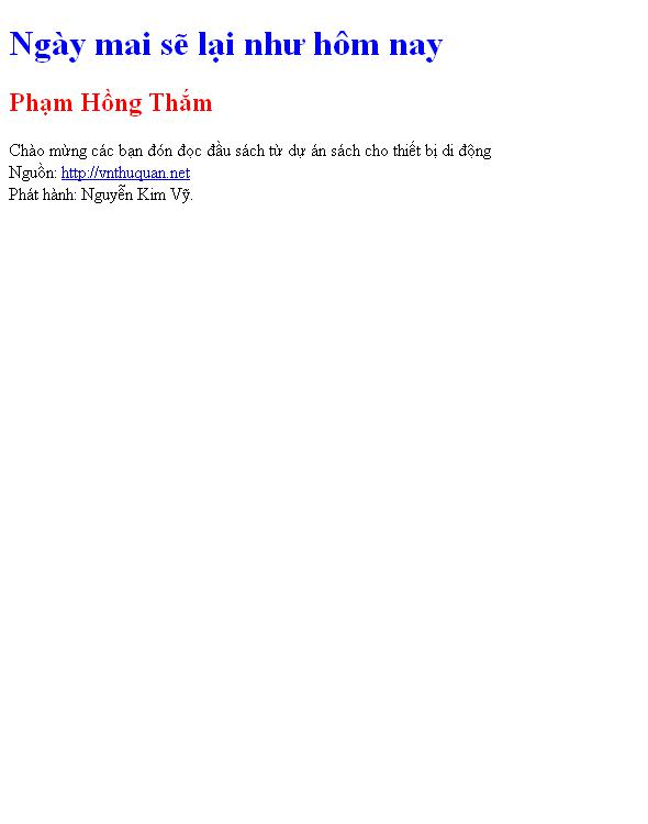 Bìa truyện Ngày mai sẽ lại như hôm nay