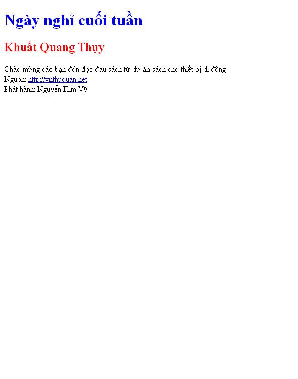 Bìa truyện Ngày nghỉ cuối tuần