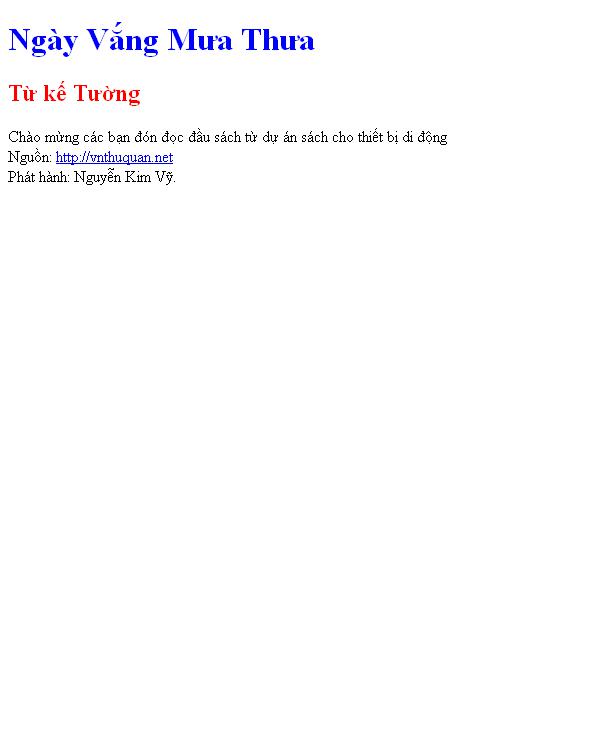 Bìa truyện Ngày Vắng Mưa Thưa