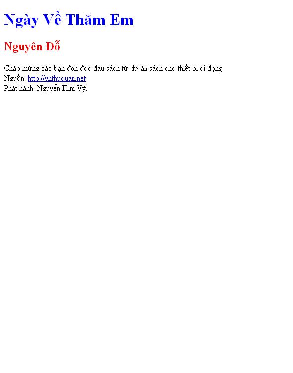 Bìa truyện Ngày Về Thăm Em