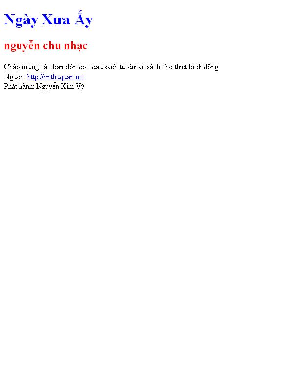Bìa truyện Ngày Xưa Ấy