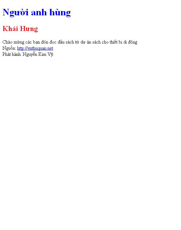 Bìa truyện Người anh hùng