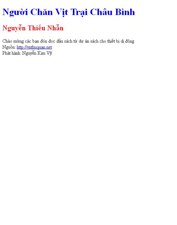 Bìa truyện Người Chăn Vịt Trại Châu Bình