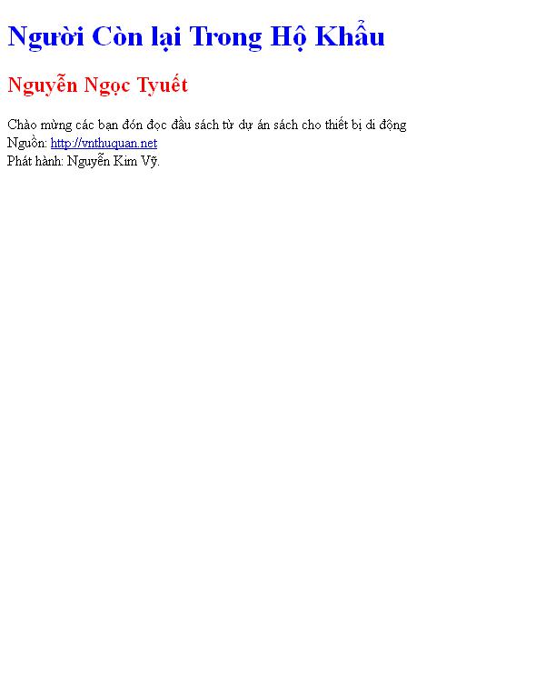 Bìa truyện Người Còn lại Trong Hộ Khẩu
