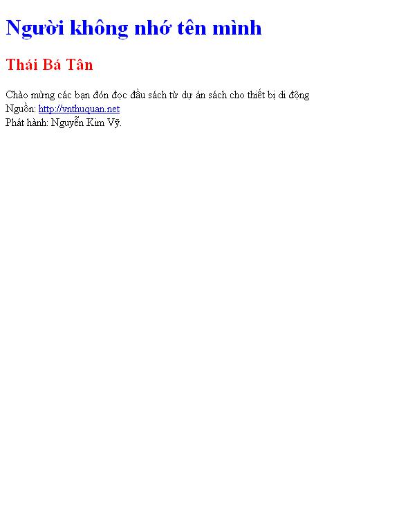 Bìa truyện Người không nhớ tên mình
