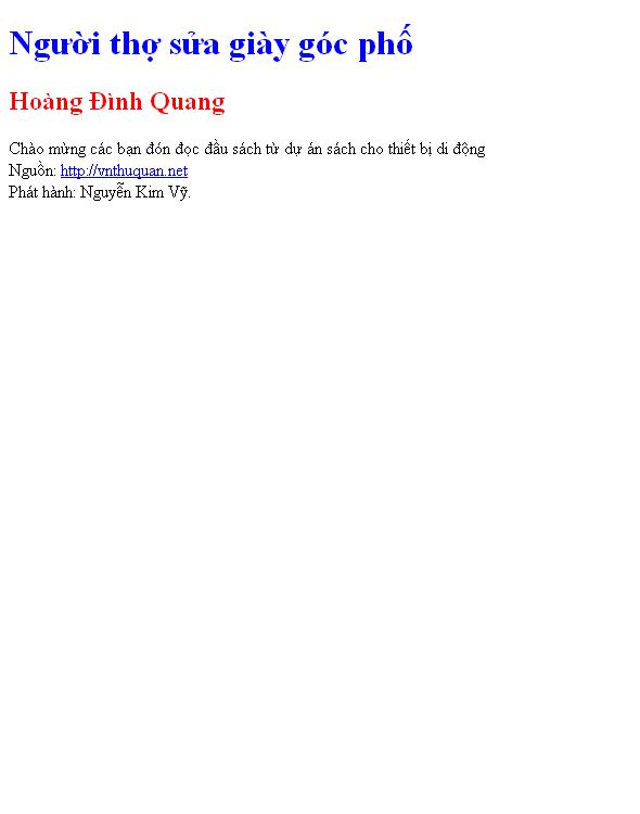 Bìa truyện Người thợ sửa giày góc phố