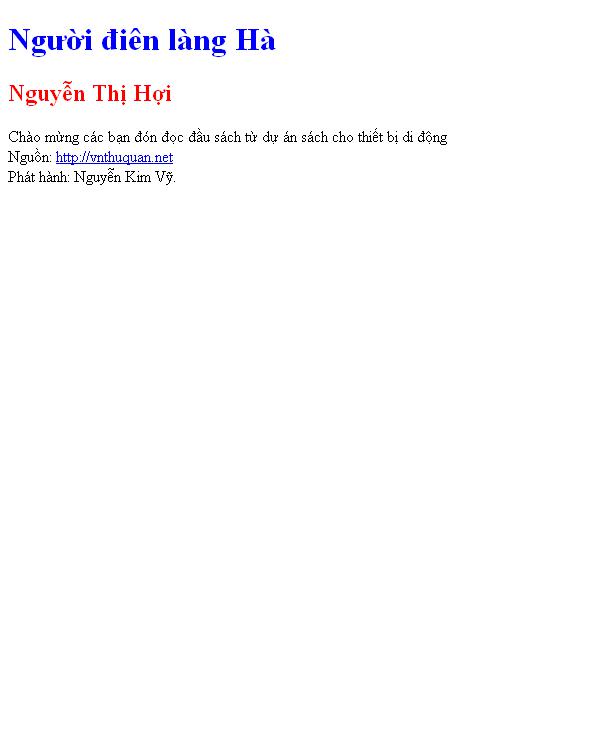 Bìa truyện Người điên làng Hà