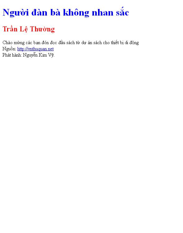 Bìa truyện Người đàn bà không nhan sắc