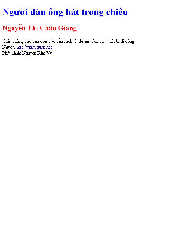 Bìa truyện Người đàn ông hát trong chiều
