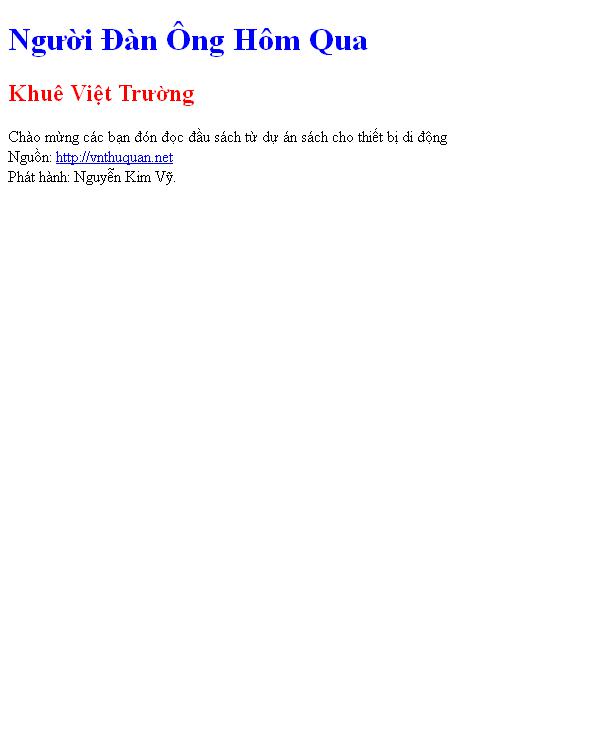 Bìa truyện Người Đàn Ông Hôm Qua