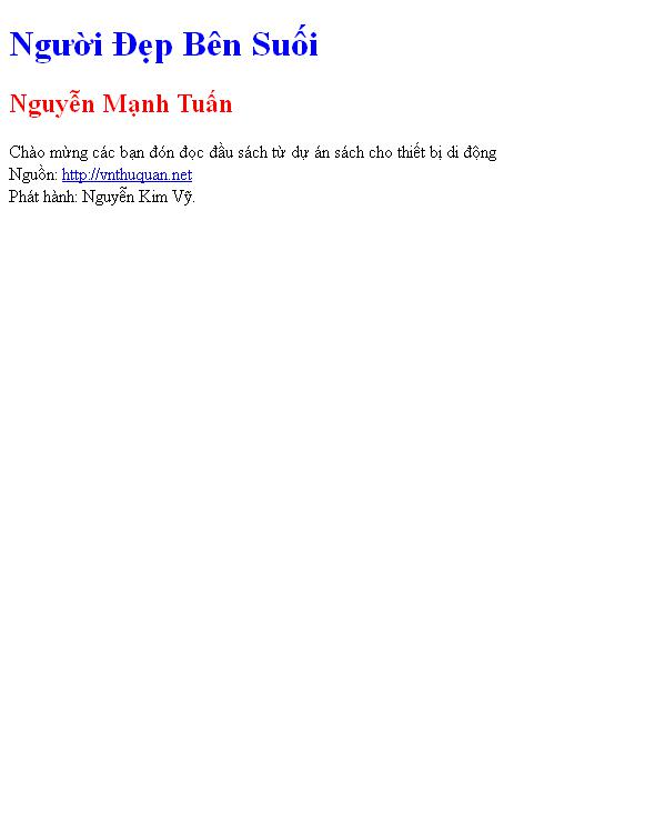 Bìa truyện Người Đẹp Bên Suối