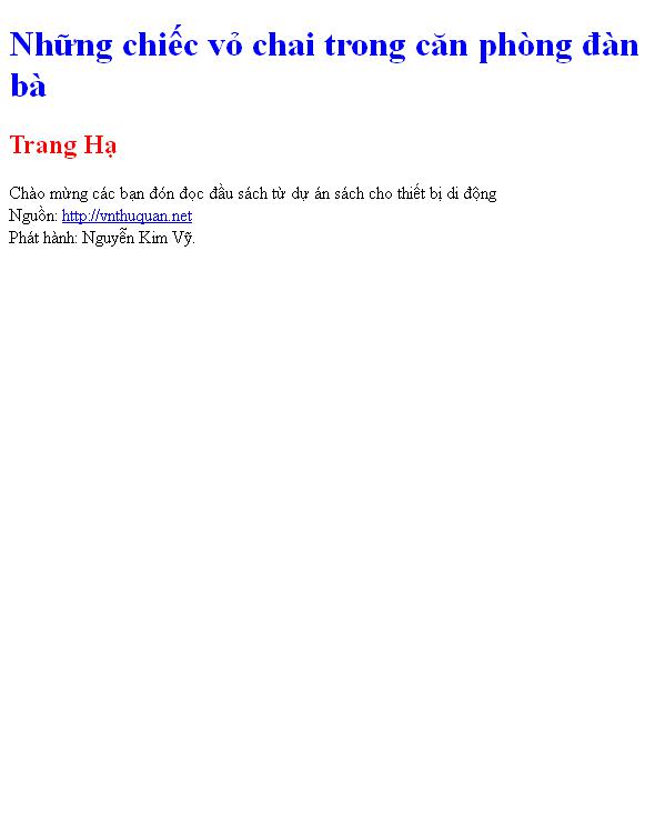 Bìa truyện Những chiếc vỏ chai trong căn phòng đàn bà