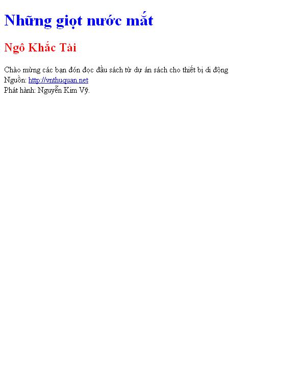 Bìa truyện Những giọt nước mắt