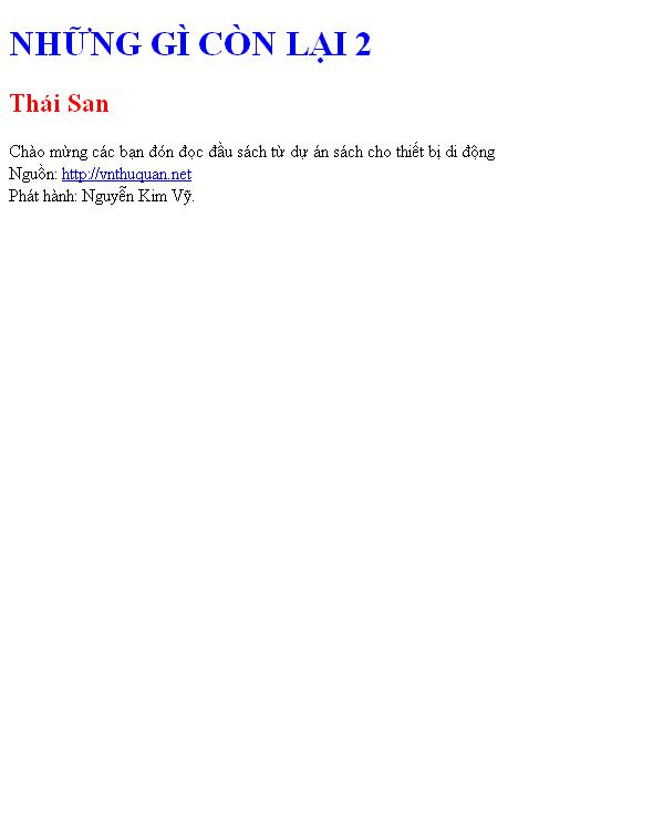 Bìa truyện NHỮNG GÌ CÒN LẠI 2