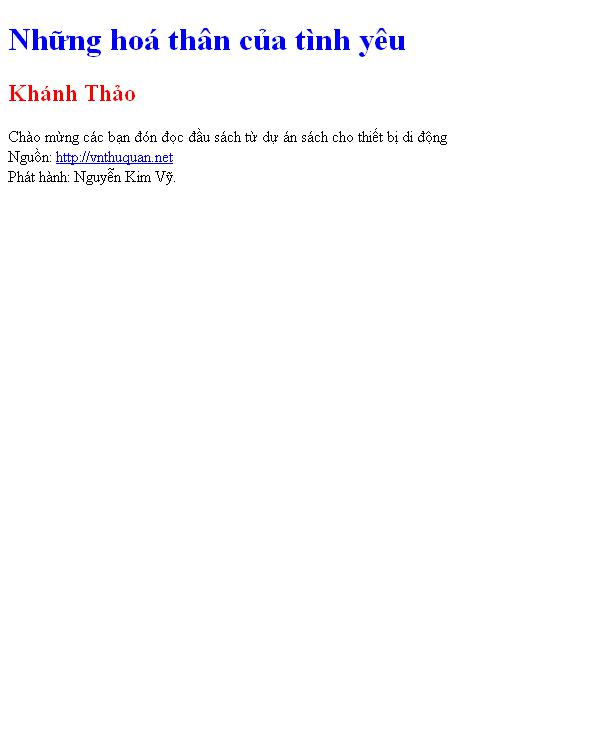 Bìa truyện Những hoá thân của tình yêu