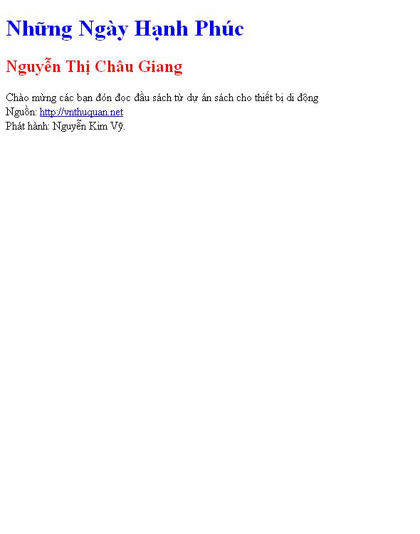 Bìa truyện Những Ngày Hạnh Phúc