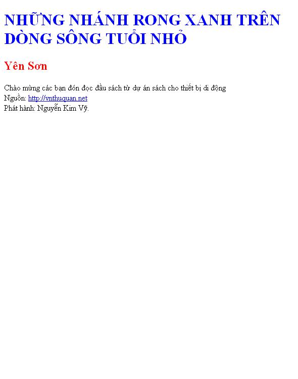 Bìa truyện NHỮNG NHÁNH RONG XANH TRÊN DÒNG SÔNG TUỔI NHỎ