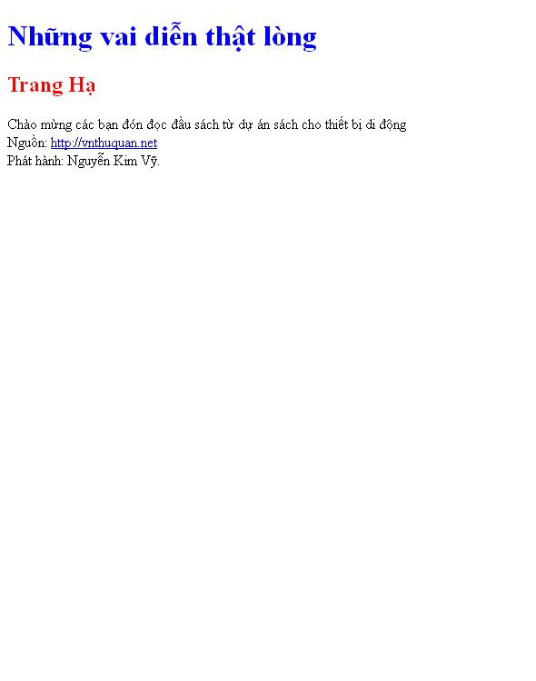 Bìa truyện Những vai diễn thật lòng