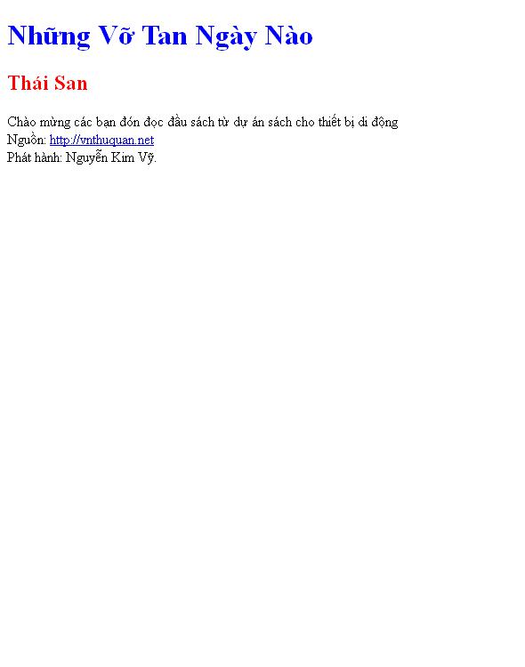 Bìa truyện Những Vỡ Tan Ngày Nào