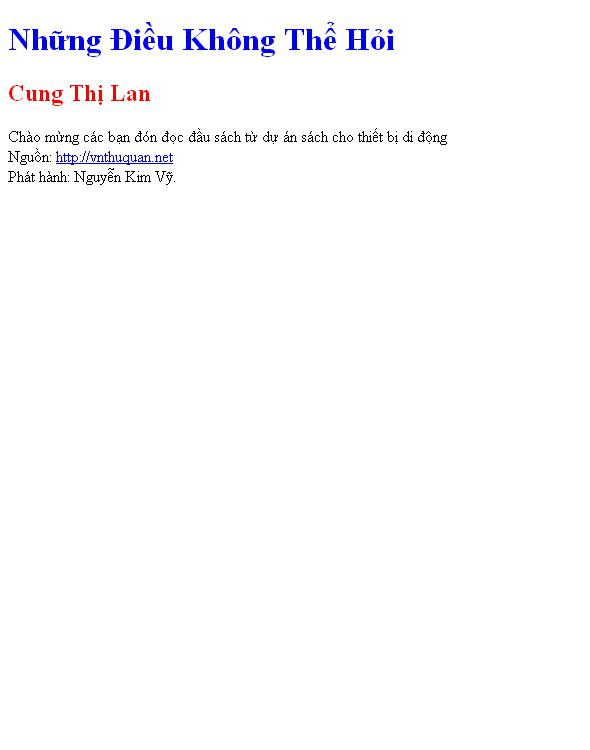 Bìa truyện Những Điều Không Thể Hỏi