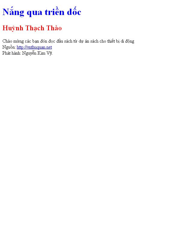 Bìa truyện Nắng qua triền dốc