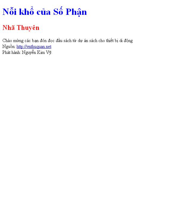 Bìa truyện Nỗi khổ của Số Phận