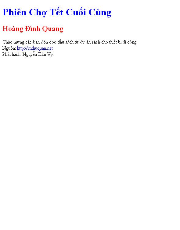Bìa truyện Phiên Chợ Tết Cuối Cùng