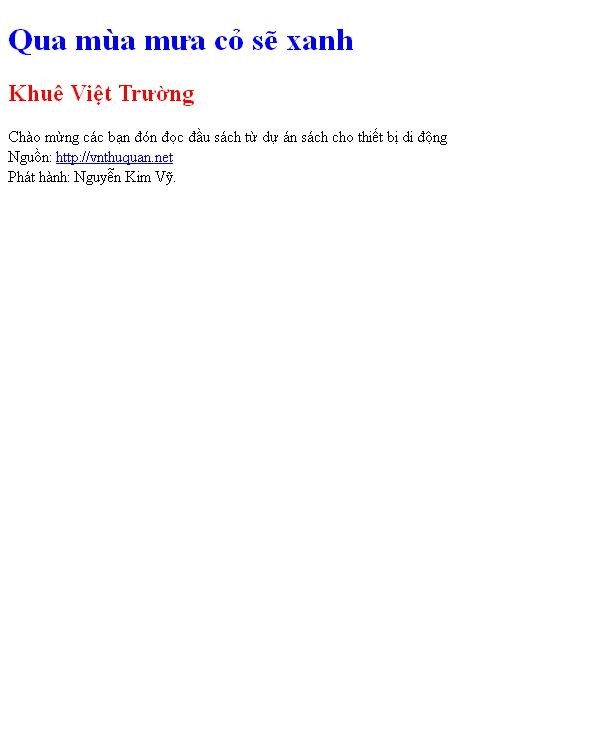 Bìa truyện Qua mùa mưa cỏ sẽ xanh