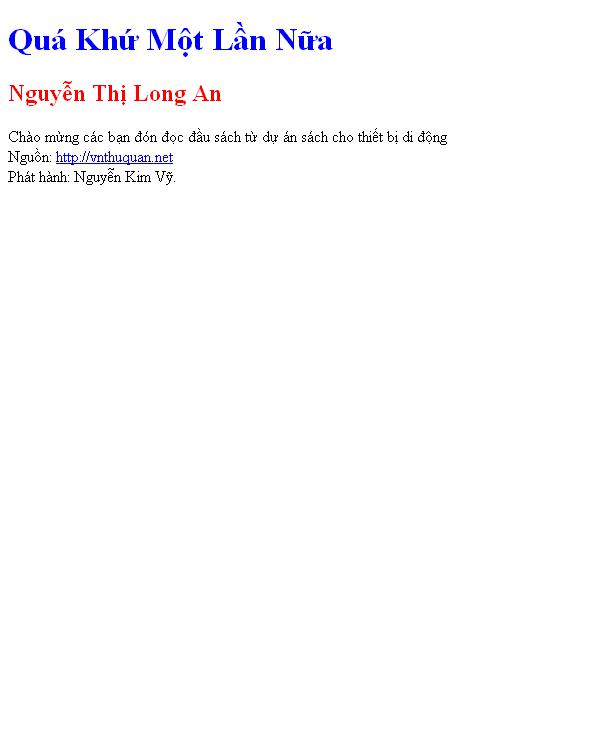 Bìa truyện Quá Khứ Một Lần Nữa