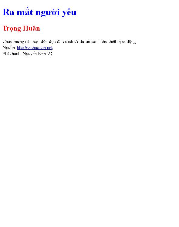 Bìa truyện Ra mắt người yêu