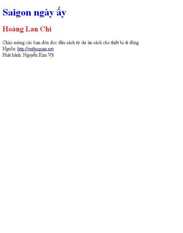 Bìa truyện Saigon ngày ấy
