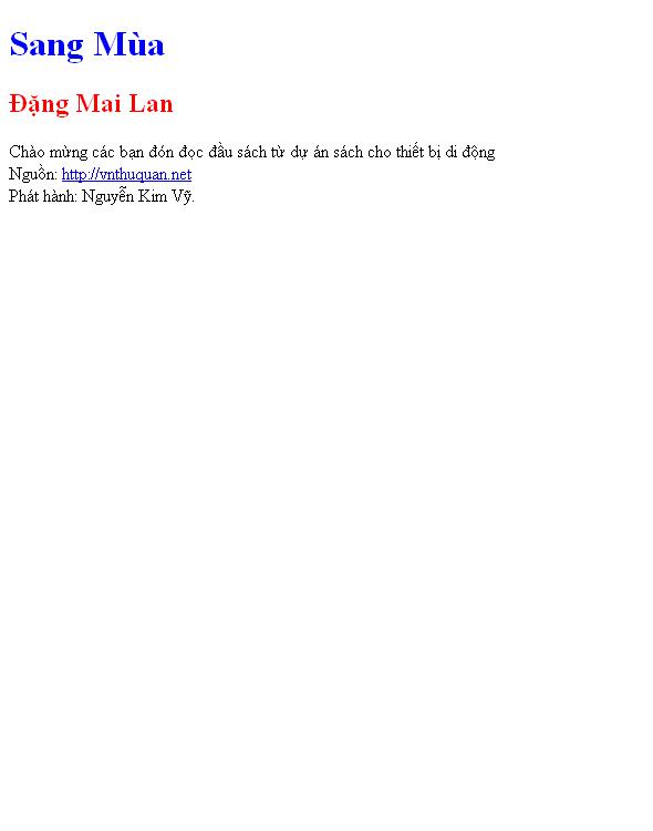 Bìa truyện Sang Mùa