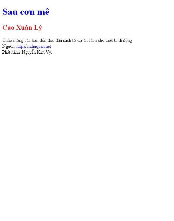 Bìa truyện Sau cơn mê