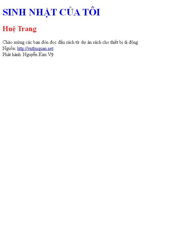Bìa truyện SINH NHẬT CỦA TÔI