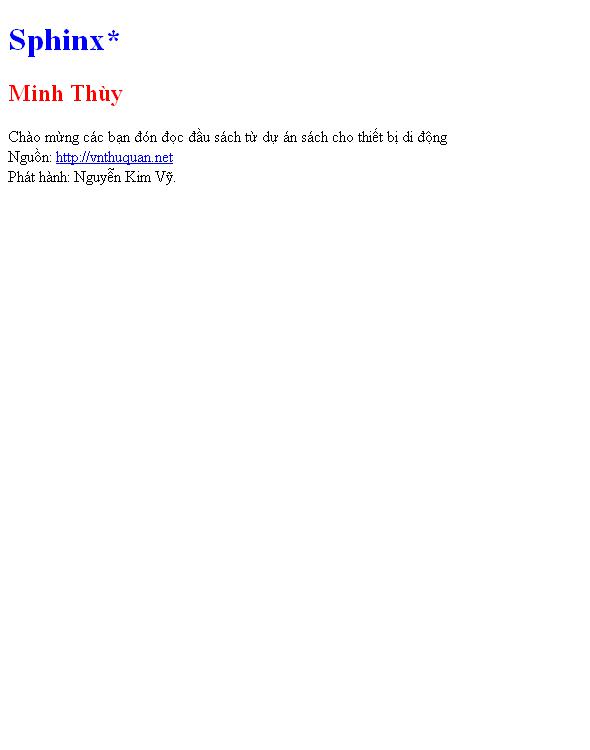 Bìa truyện Sphinx*