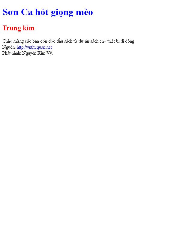 Bìa truyện Sơn Ca hót giọng mèo