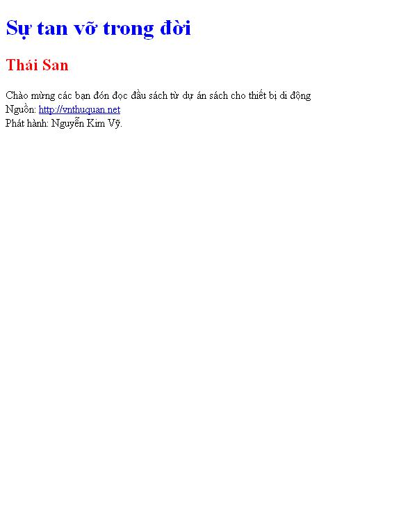Bìa truyện Sự tan vỡ trong đời