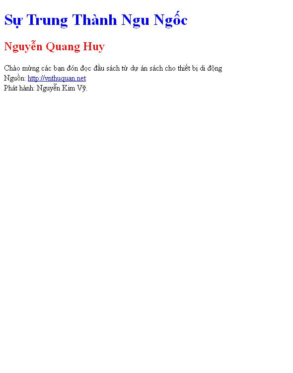 Bìa truyện Sự Trung Thành Ngu Ngốc