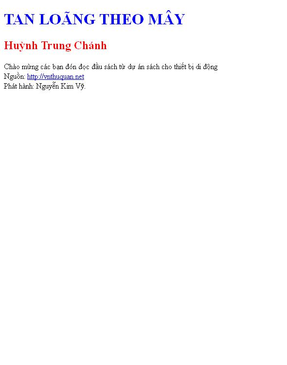 Bìa truyện TAN LOÃNG THEO MÂY