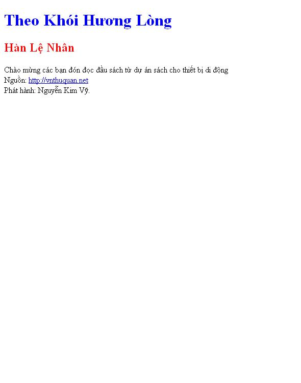 Bìa truyện Theo Khói Hương Lòng