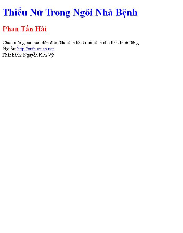 Bìa truyện Thiếu Nữ Trong Ngôi Nhà Bệnh