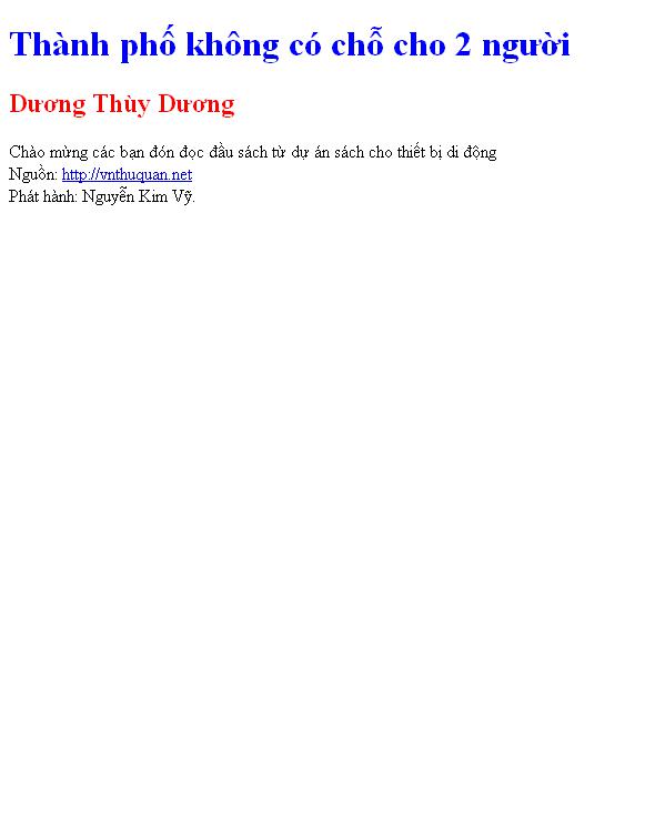 Bìa truyện Thành phố không có chỗ cho 2 người