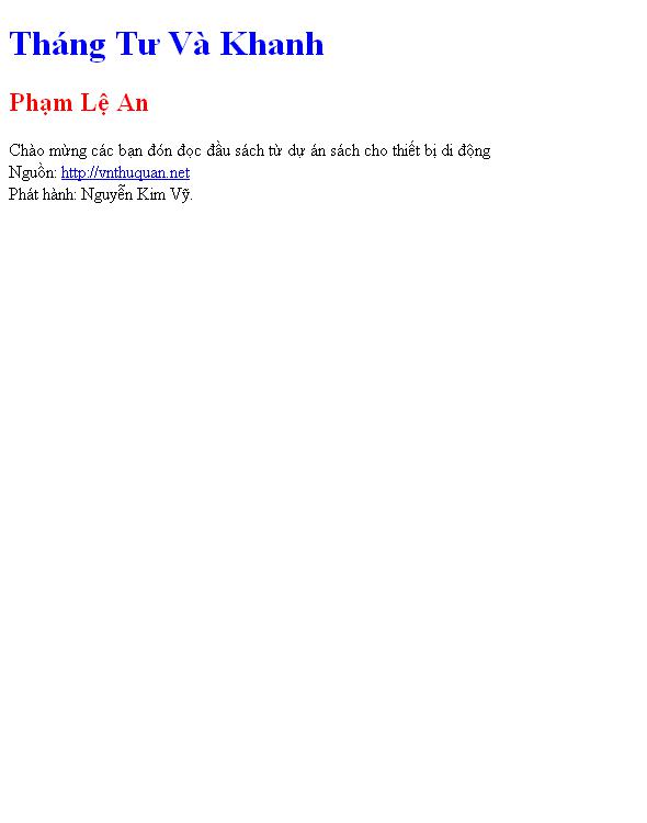 Bìa truyện Tháng Tư Và Khanh