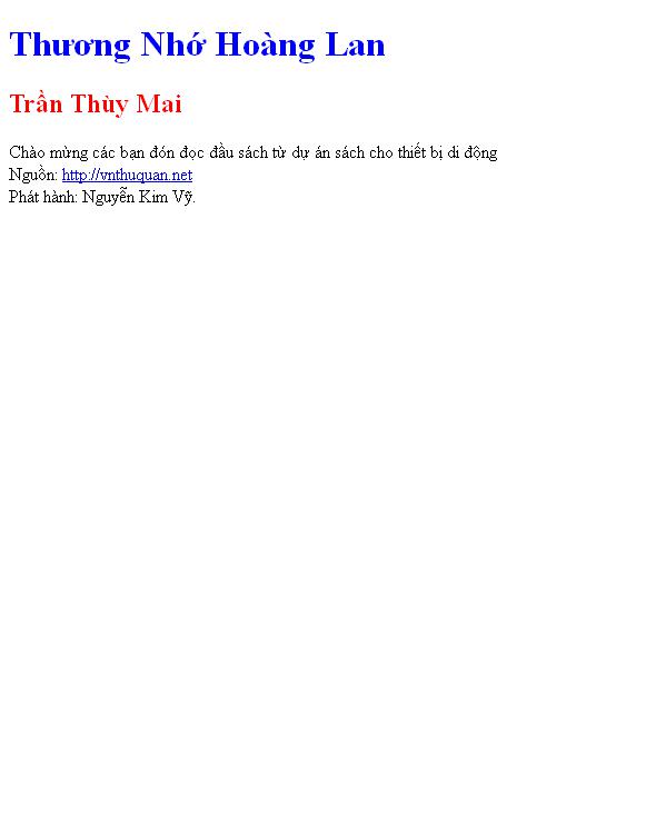 Bìa truyện Thương Nhớ Hoàng Lan