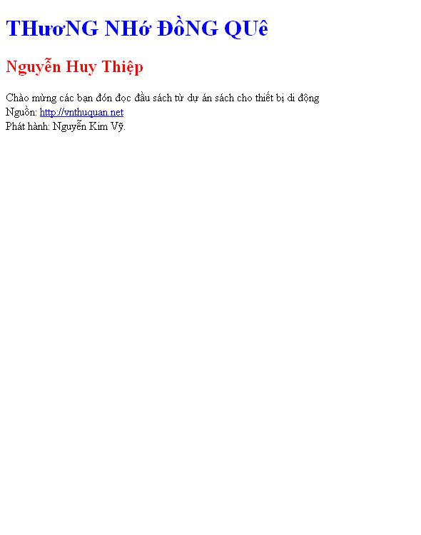 Bìa truyện THươNG NHớ ĐồNG QUê