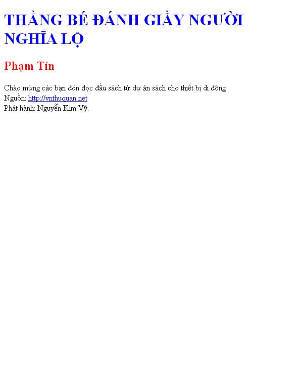 Bìa truyện THẰNG BÉ ĐÁNH GIẦY NGƯỜI NGHĨA LỘ