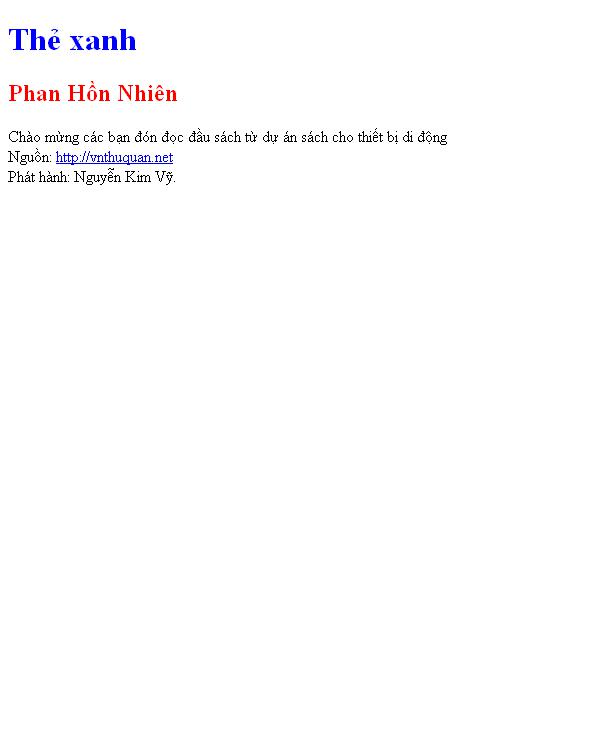 Bìa truyện Thẻ xanh
